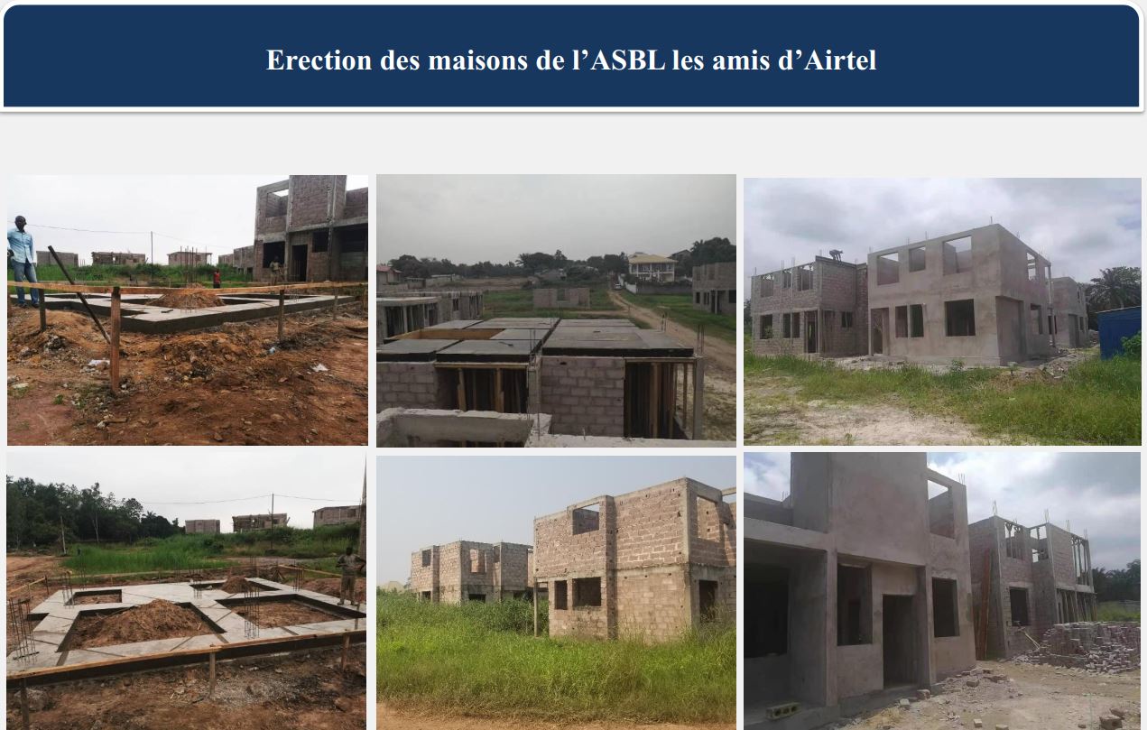 HONGFENG SARL RDC De 2020 à 2021, la construction de logements sociaux de l’ASBL les amis d’Airtel à Mbudi.